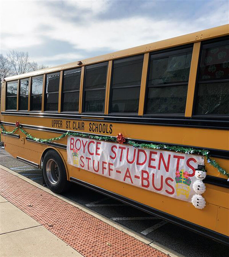 Boyce Middle School students stuff bus full of gifts for other children